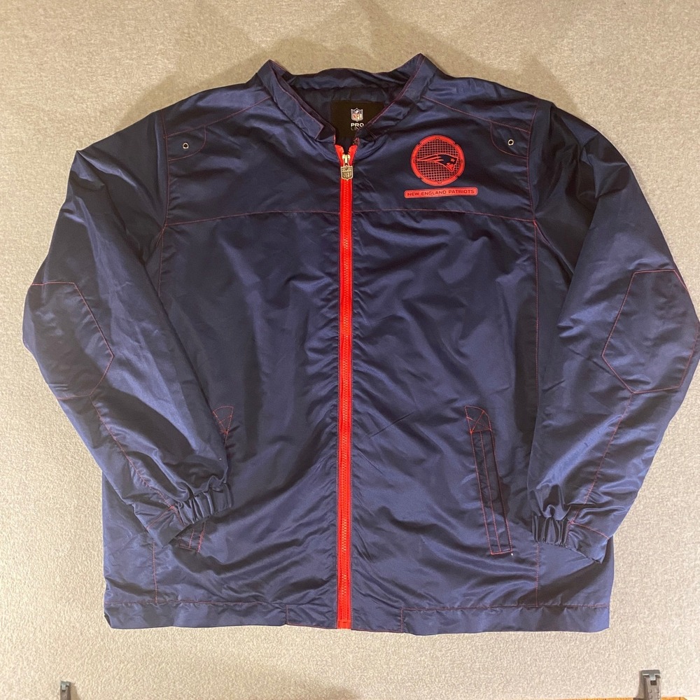 NFL Pro Line New England Patriots Windbreaker Jacket Navy Blue Red Mens 2XL